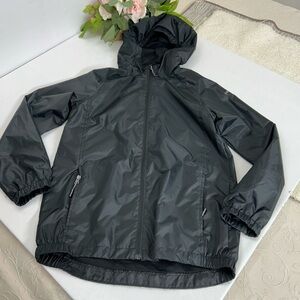Black Hooded Windbreaker Jacket